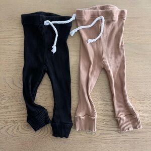 Little one shop ribbed leggings bundle black & tan 6 months